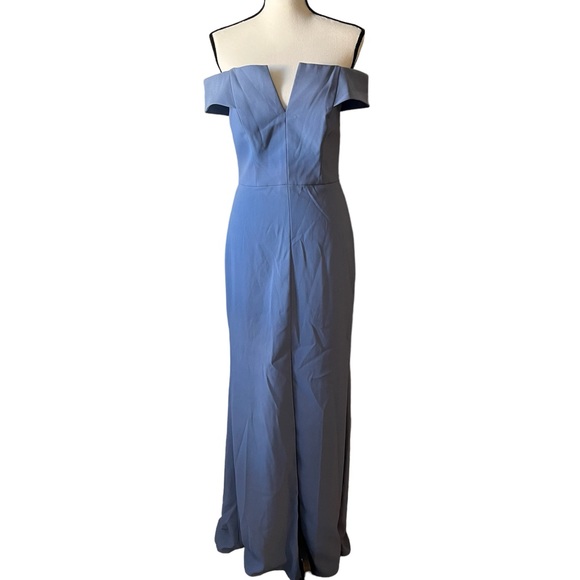 Dessy Collection Larkspur Blue Bridesmaid Dress 3038 - Picture 2 of 7
